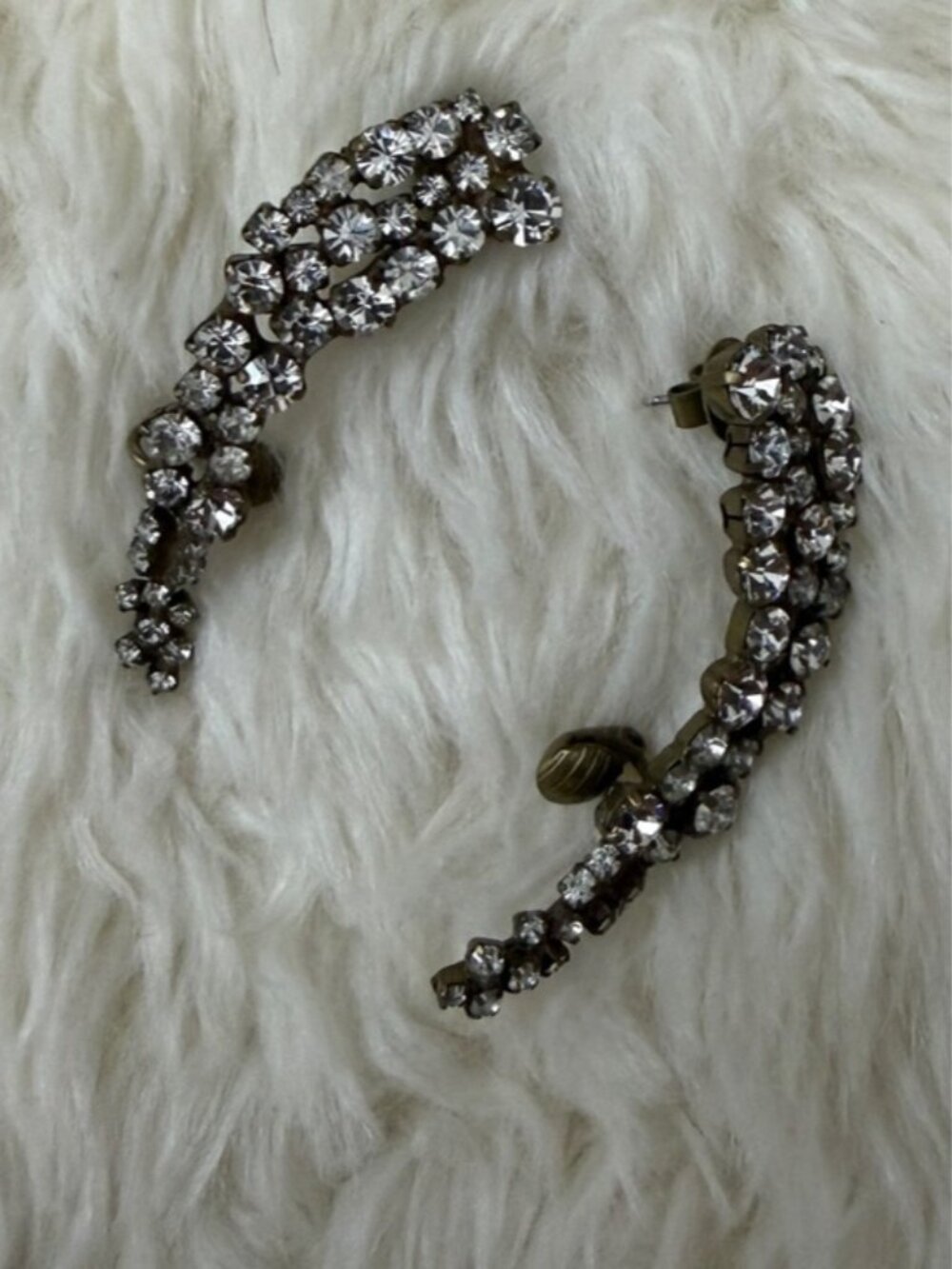 Crystal Cascade Ear Climbers - Sparkling Clear Rhinestones